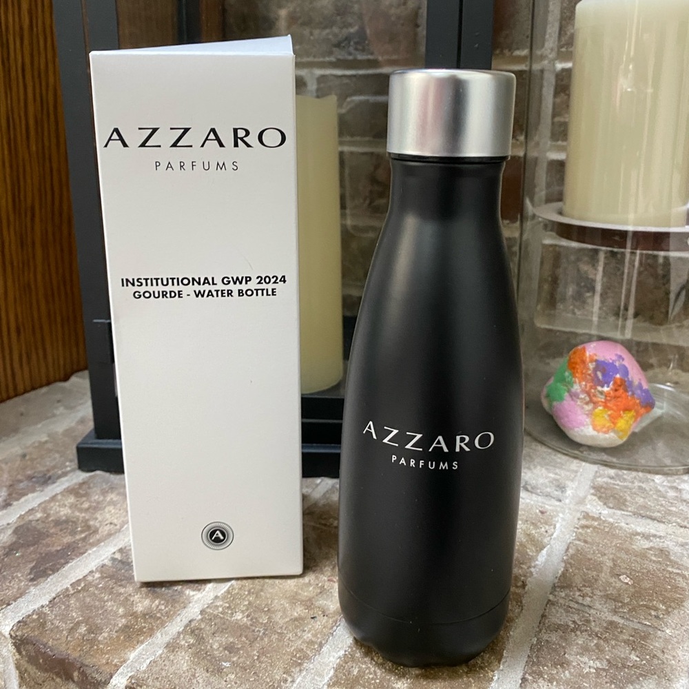 Unisex AZZARO Water Bottle Black Silver